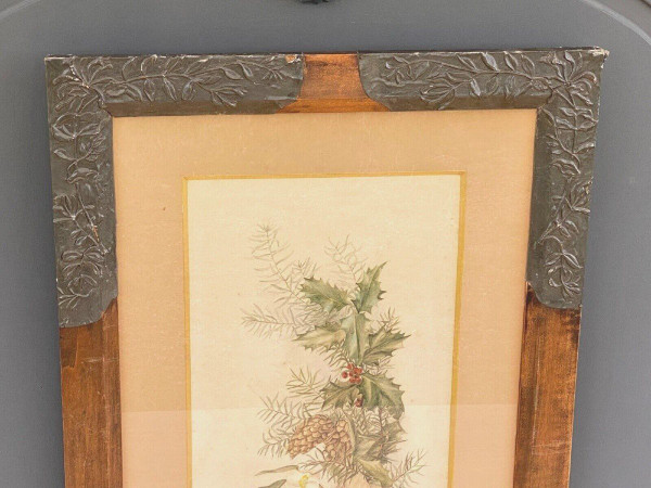Aquarell auf Papier M. Baron oder Baror zur Identifizierung des Blumenstraußes von 1909