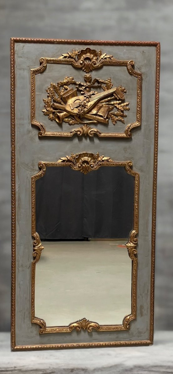 Painted and gilded trumeau Louis XVI period