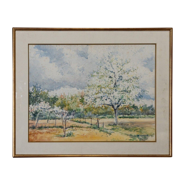 Aquarelle par Robert Lange Le Printemps XXe