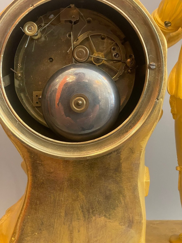 The Pied Piper and his Dog" Gilt Bronze Clock