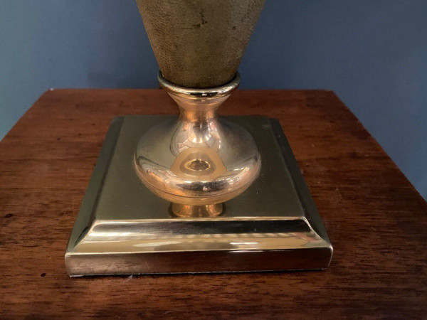 Leather and gilded metal lamp Le Dauphin 1970