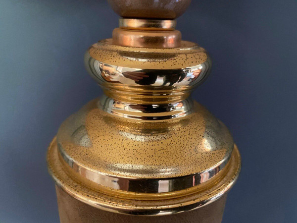 Leather and gilded metal lamp Le Dauphin 1970