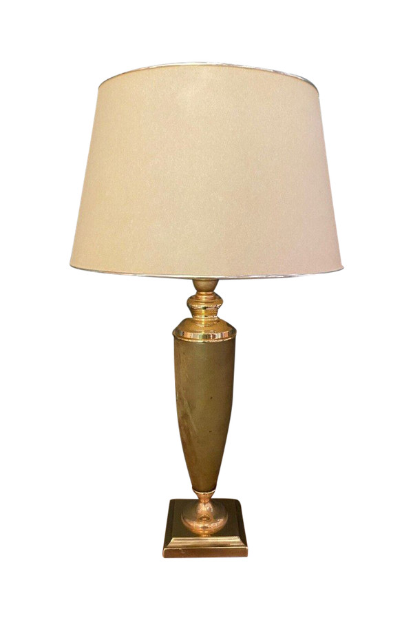 Leather and gilded metal lamp Le Dauphin 1970