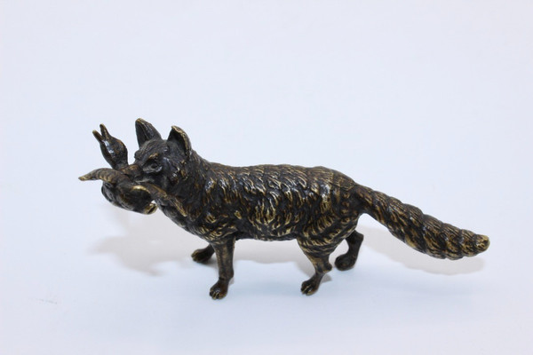 Small Bronze The Fox and the Duck End of the 19th Century