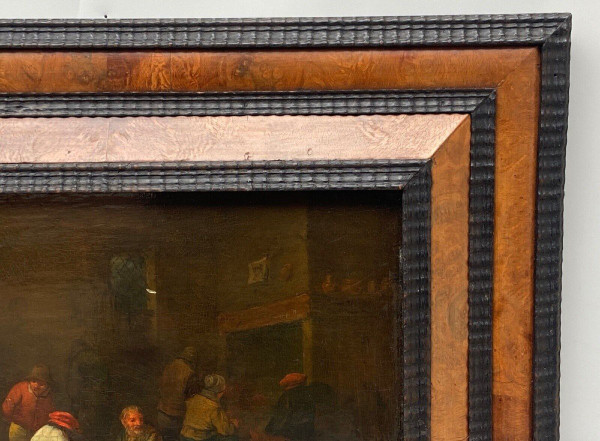 Huile sur panneau scène d'intérieur hollandais école flamande