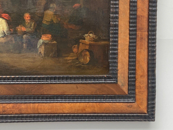 Huile sur panneau scène d'intérieur hollandais école flamande
