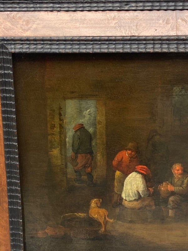 Huile sur panneau scène d'intérieur hollandais école flamande