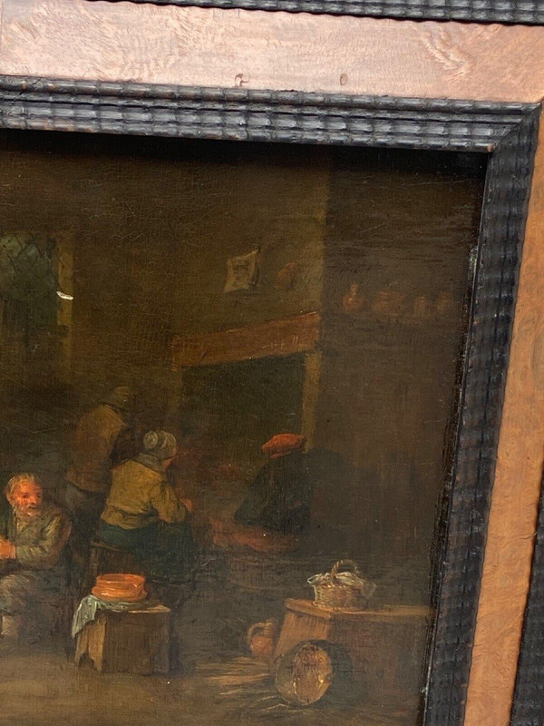 Huile sur panneau scène d'intérieur hollandais école flamande