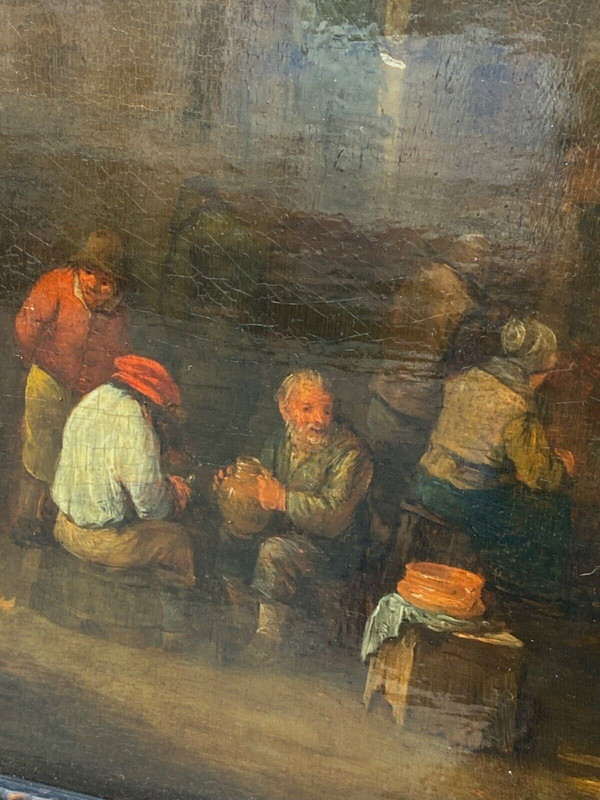 Huile sur panneau scène d'intérieur hollandais école flamande