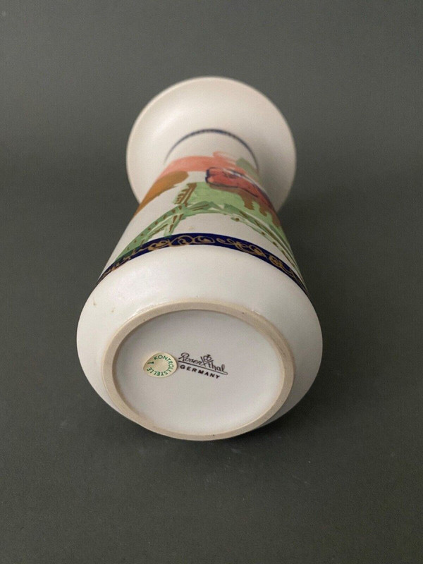 Vaso Gilbert Portanier Rosenthal Alta Mira, disegno astratto, ceramica del XX secolo