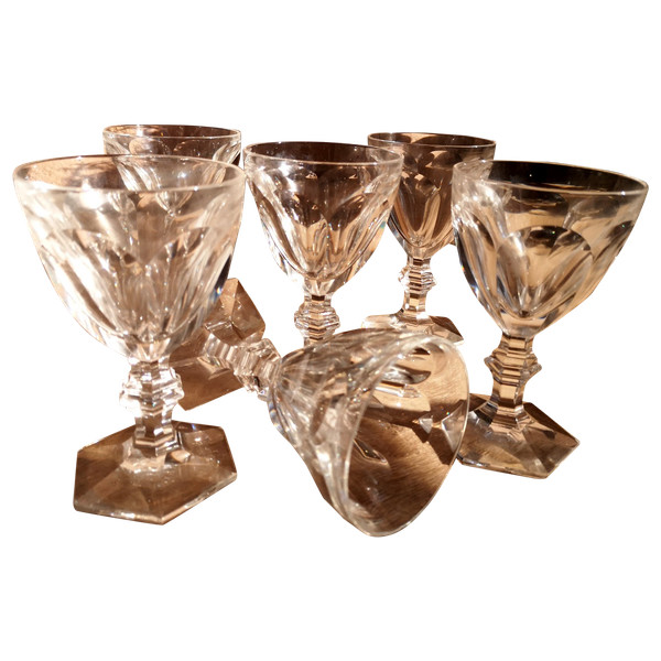 6 Harcourt crystal wine glasses signed BACCARAT in their box from the early 60s (advertisement no. 1)