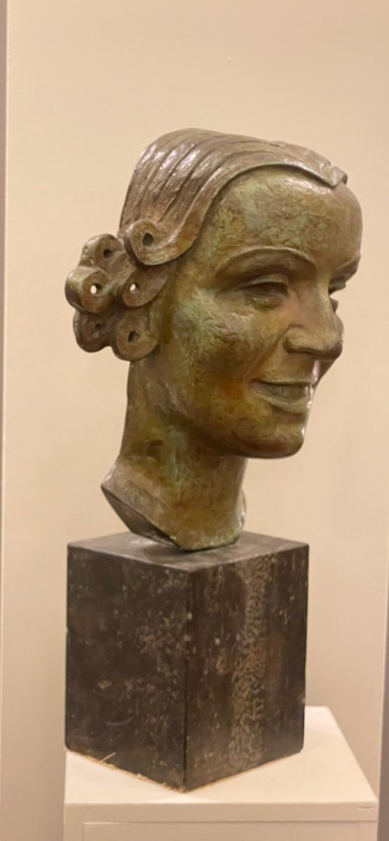« la Jeune Sportive « Sculpture En Bronze Louis Van Cutsem