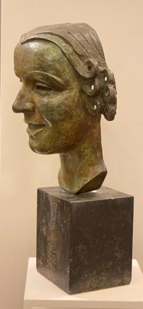 « la Jeune Sportive « Sculpture En Bronze Louis Van Cutsem