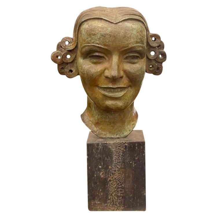 « la Jeune Sportive « Sculpture En Bronze Louis Van Cutsem