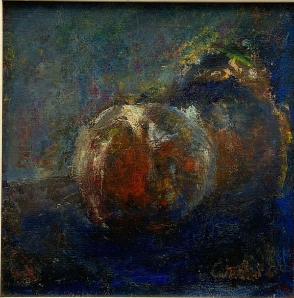 Öl auf Karton von Carl Komposition mit Früchten XX.