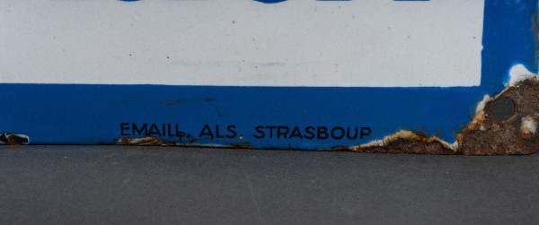 Plaque émaillée bombée André Stouls Bière de Lutterbach 1648 ALS Strasbourg
