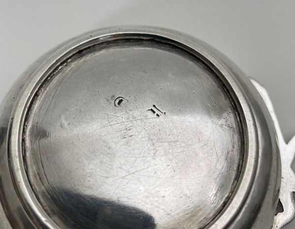 18th century silver tastevin with Rousseau snake grip Farmers General