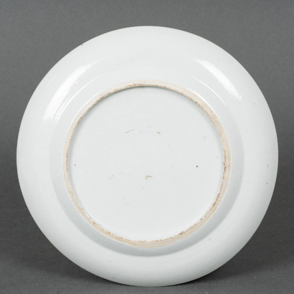 19th century Canton porcelain plate with butterfly and bird design