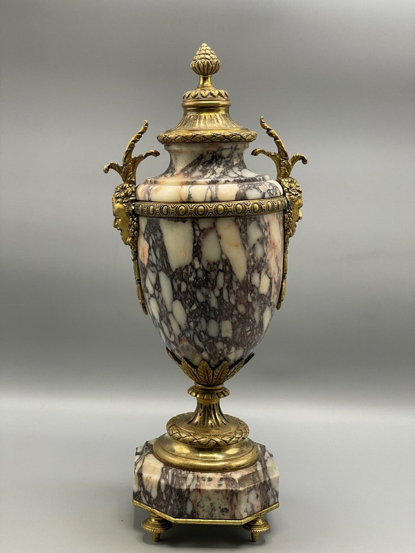 Pair Of Marble And Satyr Head Cassolette