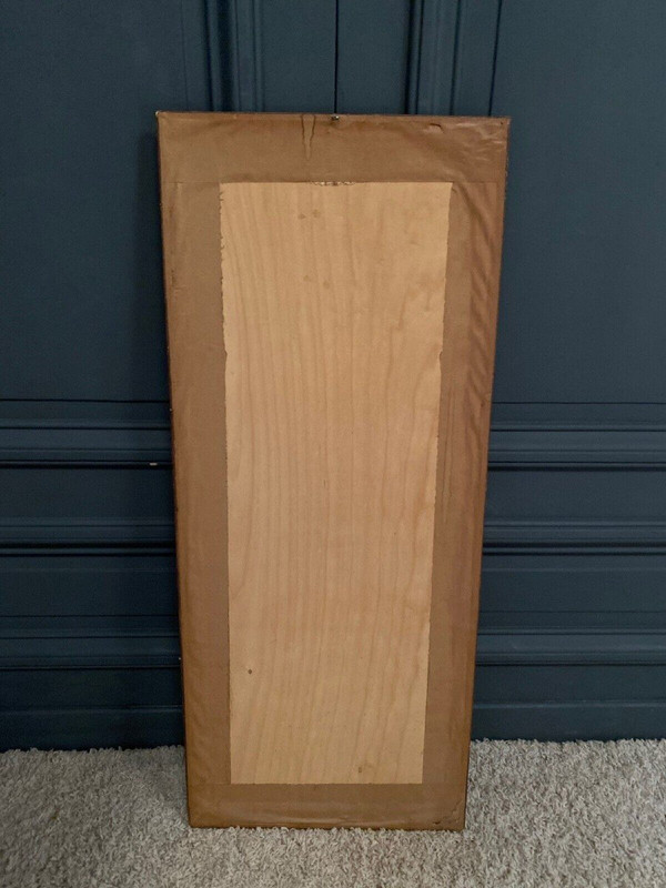 1900 Pannello ricamato in stile Luigi XVI con decoro di uccelli e cornice a baguette