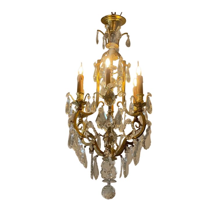 Lustre Cage De Style Louis XV En Cristal