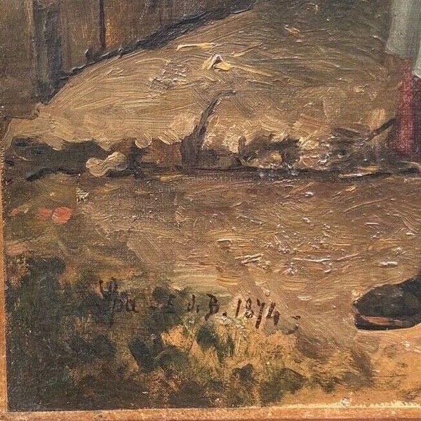 Öl auf Leinwand Bäuerin mit Korb von Lisa EVB 1874