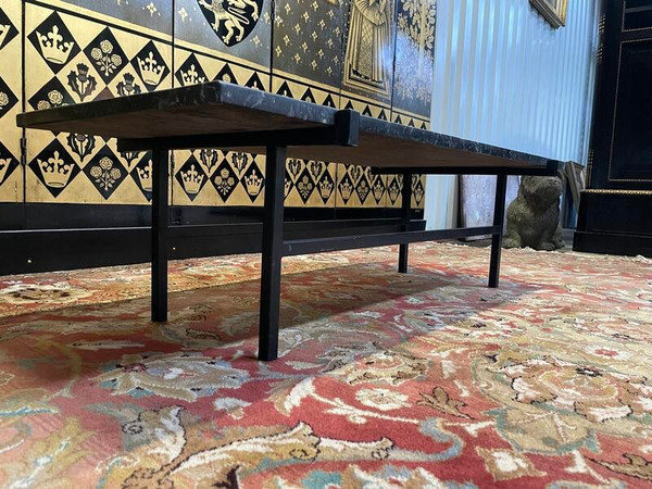 Table basse 1950/1960 en fer et marbre 