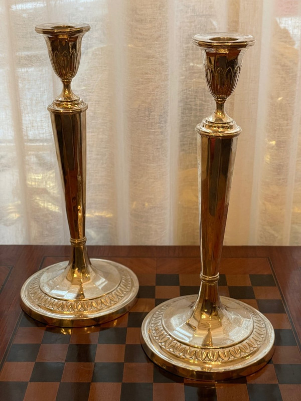 Pair of Solid Silver Candlesticks 1815-1831