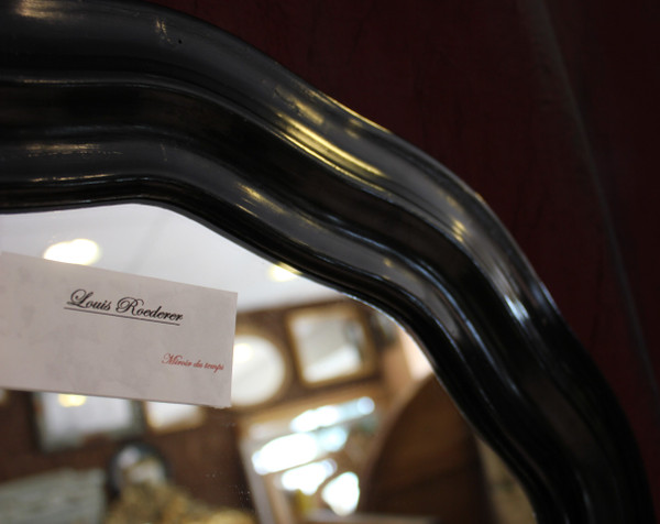 Diamètre 51 Cm , Miroir Rond Napoléon III, Bois Laqué Noir