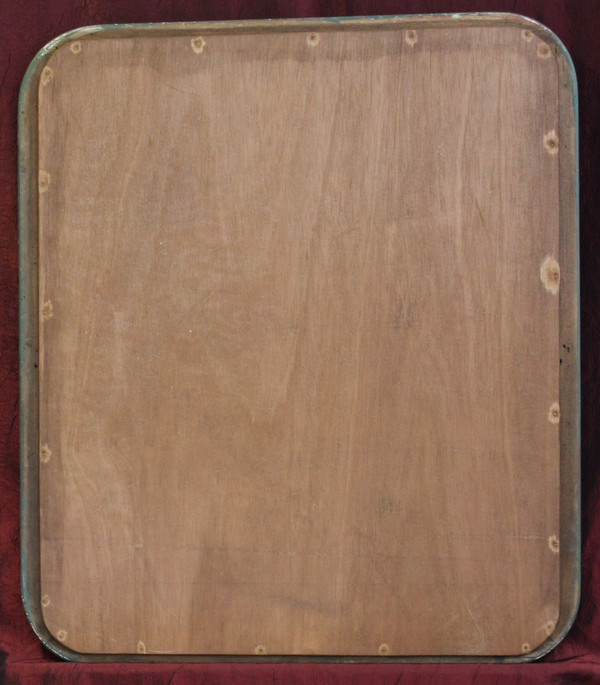 56 X 65 Cm Miroir Ancien , Moulure Louis Philippe, Patine Ton Vert Et Or