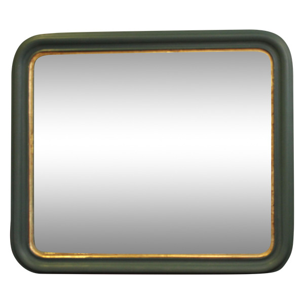 56 X 65 Cm Miroir Ancien , Moulure Louis Philippe, Patine Ton Vert Et Or