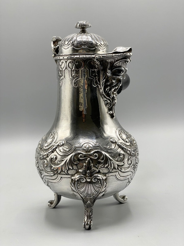 Französischer Schokoladenhersteller, Mascarons-Dekor aus Sterlingsilber, Goldschmied Léon Lapar