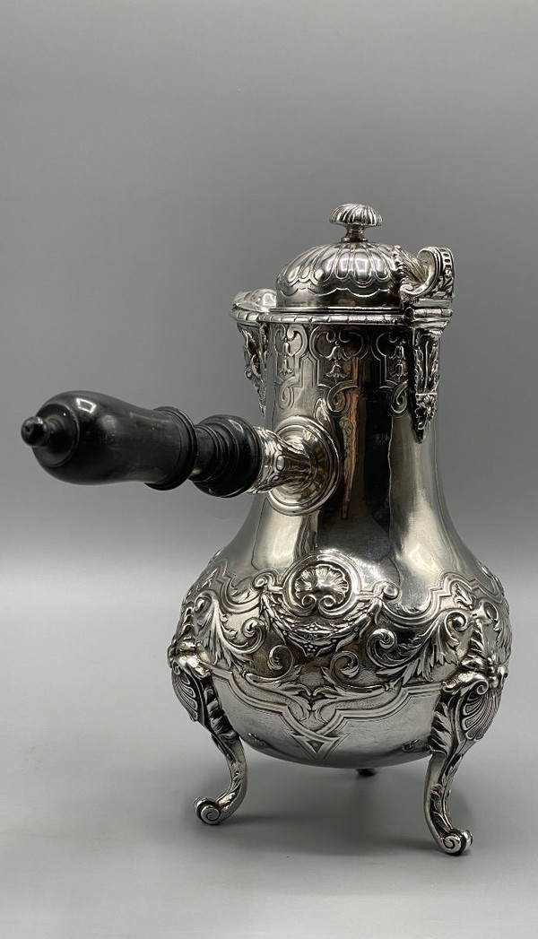 Französischer Schokoladenhersteller, Mascarons-Dekor aus Sterlingsilber, Goldschmied Léon Lapar