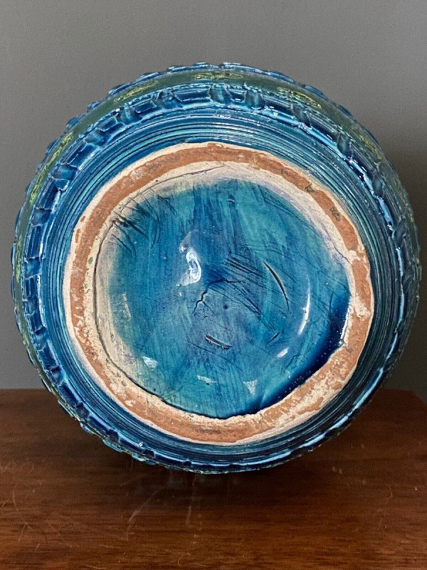 Vase by Aldo Londi for Bitossi XXth blue background