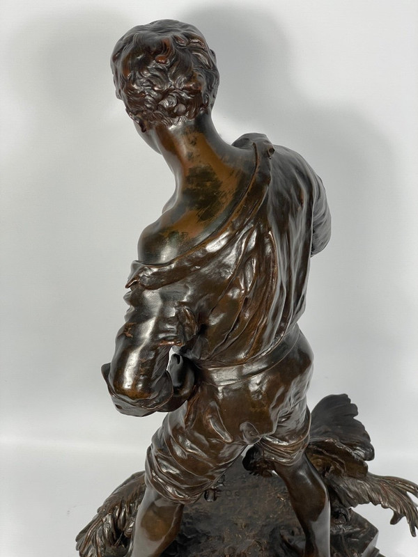Scultura Il combattimento di galli, Emile Laporte, scultore francese del XIX secolo
