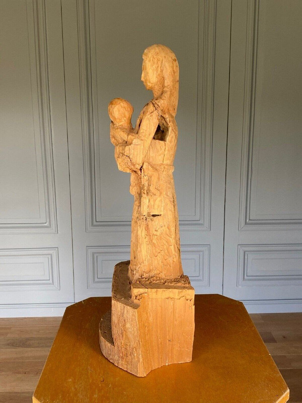 Madonna mit Kind holzgeschnitzt 1960 Künstleratelier XX.
