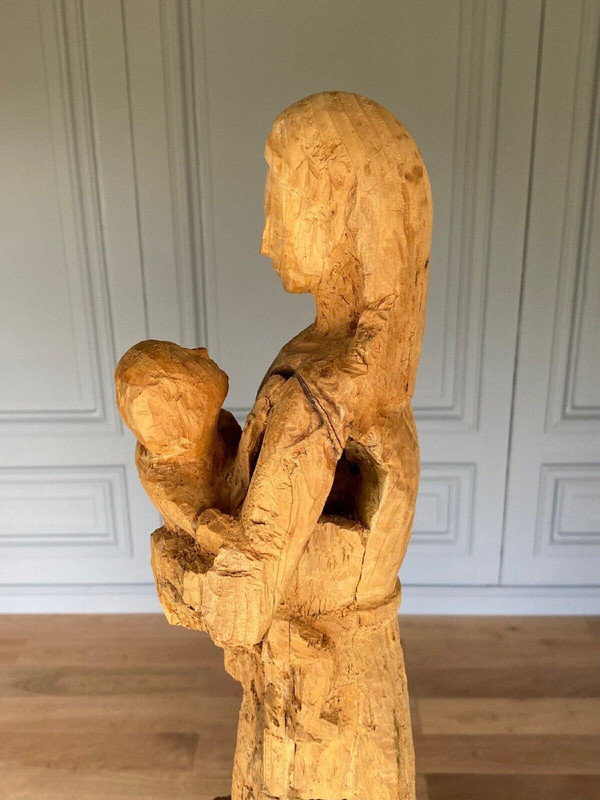 Madonna mit Kind holzgeschnitzt 1960 Künstleratelier XX.