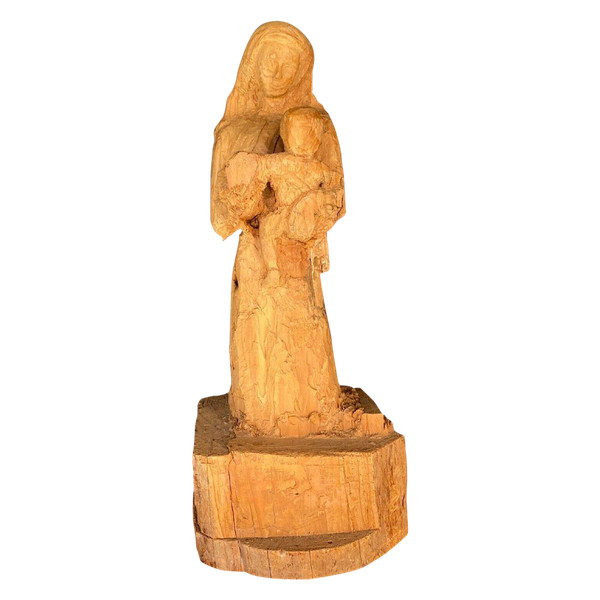 Madonna mit Kind holzgeschnitzt 1960 Künstleratelier XX.