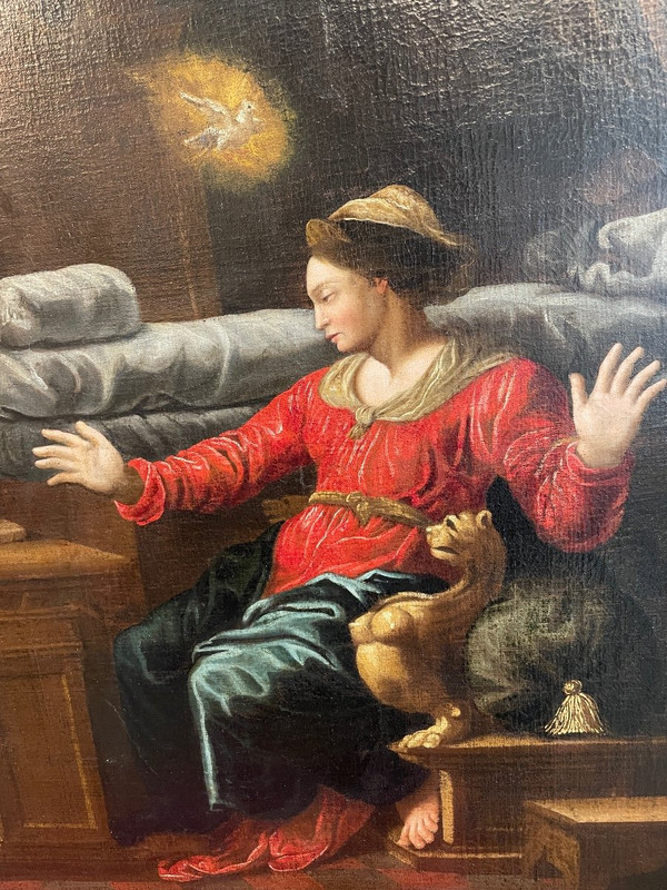 Öl Auf Leinwand "Die Verkündigung".