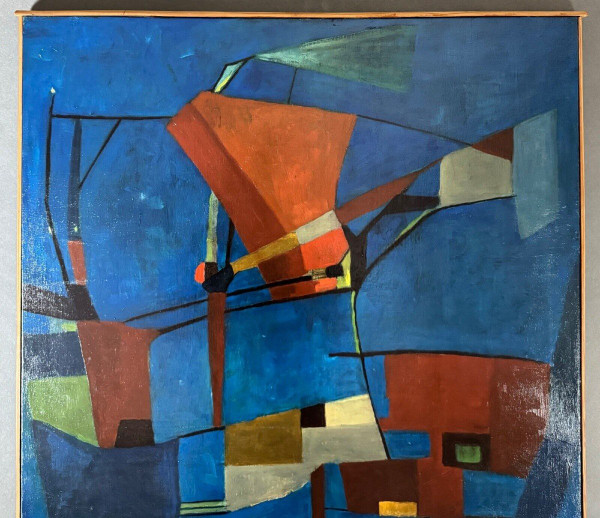 Oil on canvas by Jean Billecocq 20th century geometric abstraction