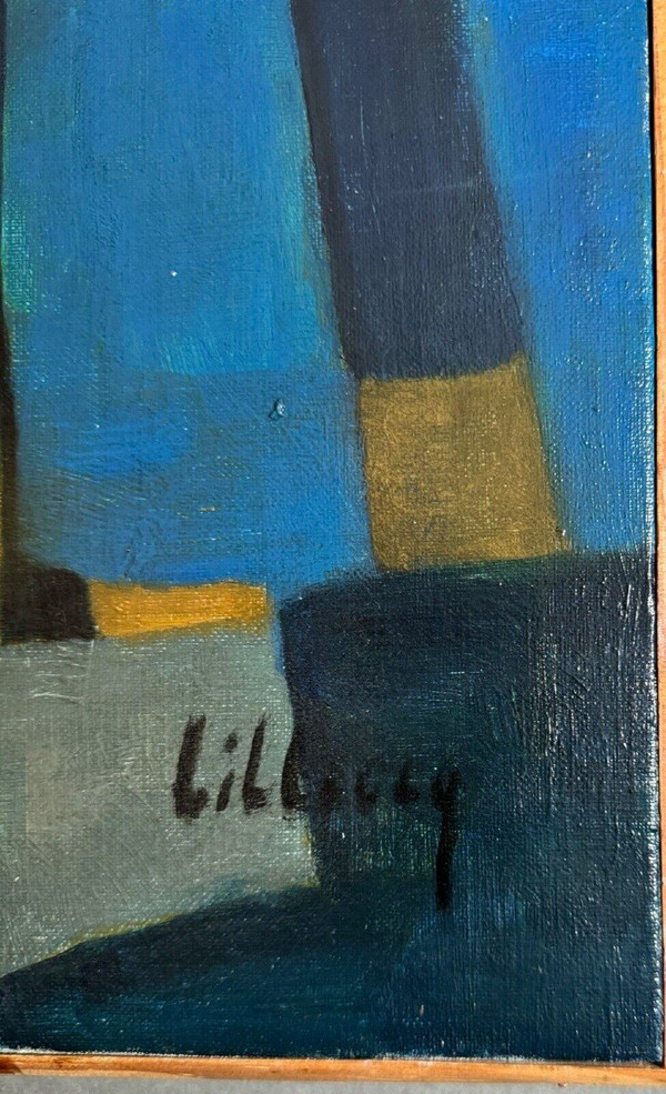 Oil on canvas by Jean Billecocq 20th century geometric abstraction