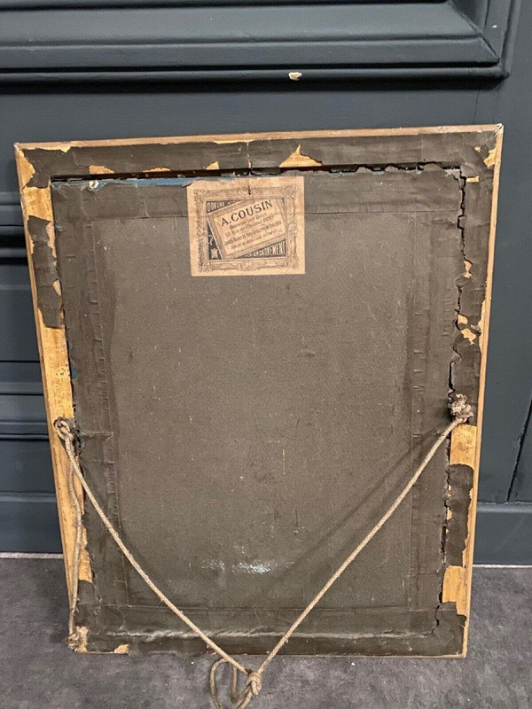 19th century engraving The Broken Thread Widal pinx G. de Montaut sc. gilded frame