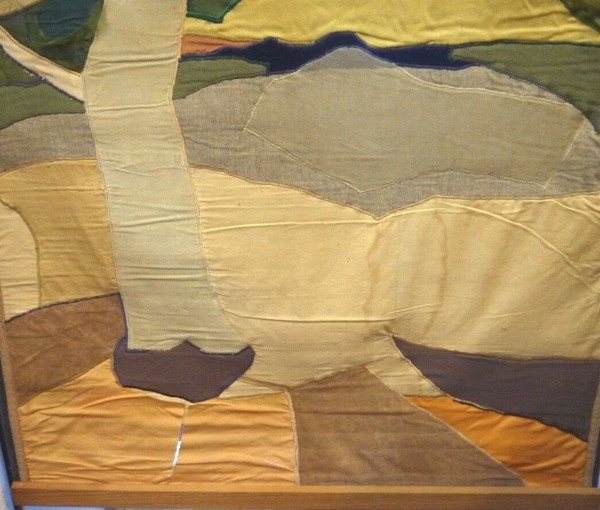 Gobelin und Seide verziert mit Vögeln, geometrischer Schnitt aus dem Jahr 1930