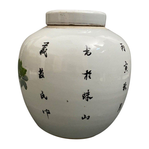 Vaso coperto in porcellana cinese del XX secolo con segni di decorazione di uccelli