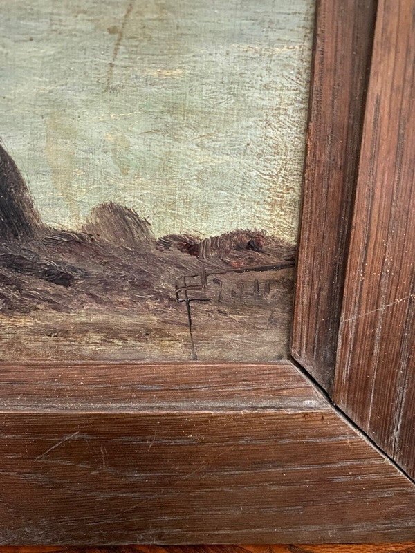 Öl auf Holz, signiert „Felsküstenboote“, Anfang des 20. Jahrhunderts