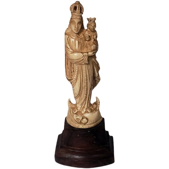 Crowned Virgin And Child In Ivory Carved In The Round Indo-Portuguese Work Seventeenth Century