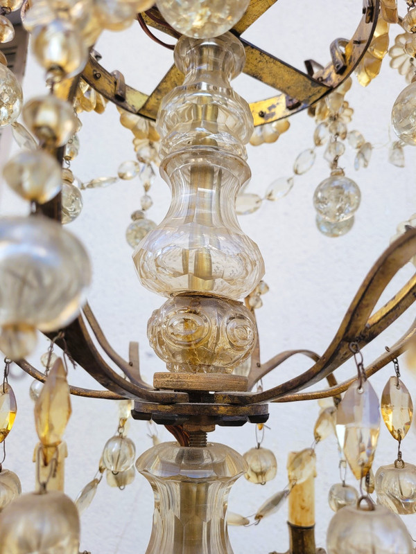 Grande Lampadario a Gabbia con Nappe a 18 Luci, Fine 800 Inizi 900