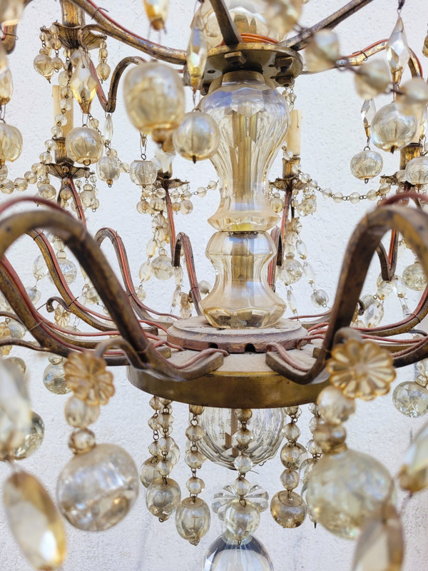 Grande Lampadario a Gabbia con Nappe a 18 Luci, Fine 800 Inizi 900