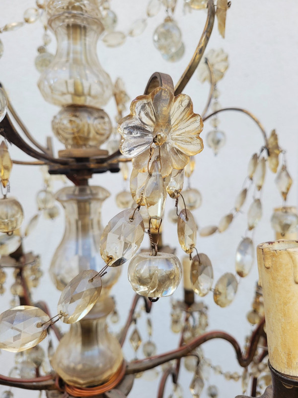 Grande Lampadario a Gabbia con Nappe a 18 Luci, Fine 800 Inizi 900