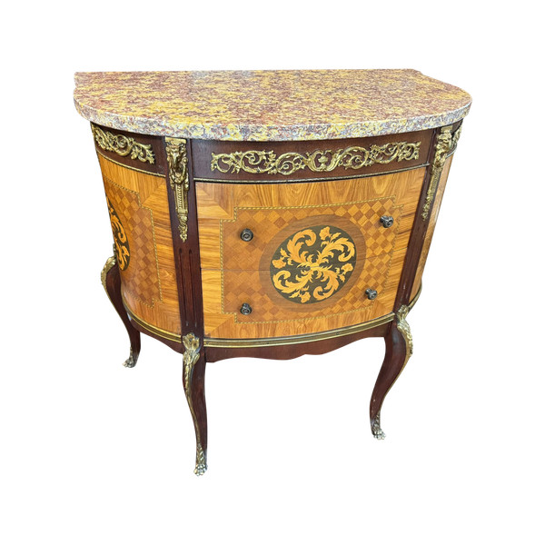 COMMODE DEMI LUNE DE STYLE LOUIS XV